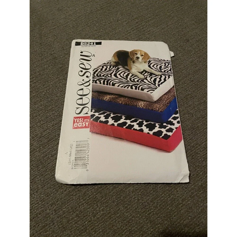 McCalls See Sew B5241 Pet Bed Sewing Pattern Crafts Small Medium Large